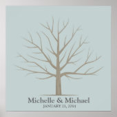 Wedding Fingerprint Tree - Square Blue Poster (Vorne)