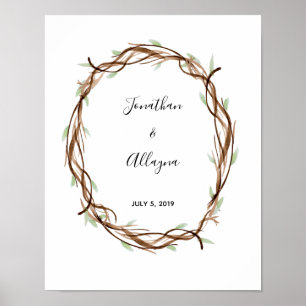 Wedding Fingerprint Wreath Guest Book Alternative Poster