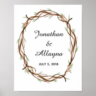 Wedding Fingerprint Wreath Guest Book Alternative Poster