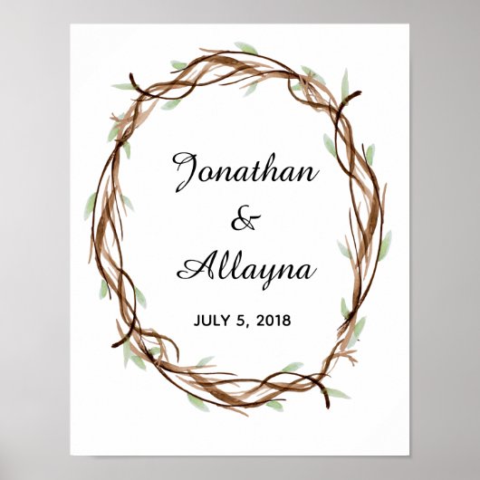 Wedding Fingerprint Wreath Guest Book Alternative Poster (Vorne)