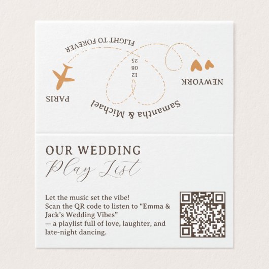 Wedding Flight Travel QR Code Playlist (Außenseite Aufgefaltet)