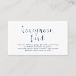 Wedding Flitterwochen Fond, Minimal, Navy Blue Sch Begleitkarte