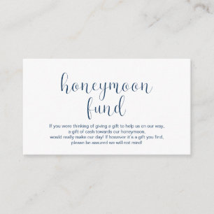 Wedding Flitterwochen Fond, Minimal, Navy Blue Sch Begleitkarte
