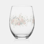 Wedding floral bird Monogram Elegant Simple Minima Weinglas Ohne Stiel (Vorderseite)