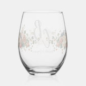 Wedding floral bird Monogram Elegant Simple Minima Weinglas Ohne Stiel (Rechts)
