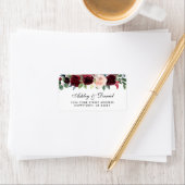 Wedding Floral Burgundy Blue Address Adressaufkleber (Insitu)