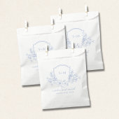 Wedding Floral Crest Monogram Dusty Blue Geschenktütchen