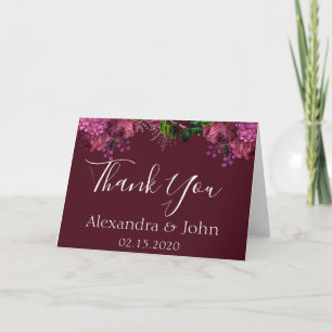 Wedding Floral Marsala Burgundy Vielen Dank Dankeskarte