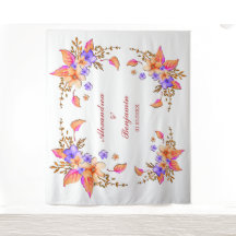 Wedding Floral Watercolor Photo Booth Backdrop