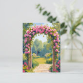 Wedding Flower Arch | Watercolor Marriage Painting Postkarte (Stehend Vorderseite)