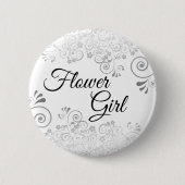 Wedding Flower Girl Button Silver Gray Frills (Vorderseite)