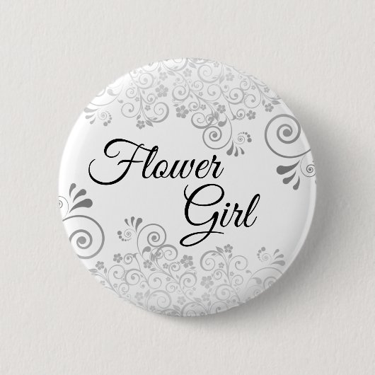 Wedding Flower Girl Button Silver Gray Frills (Vorderseite)
