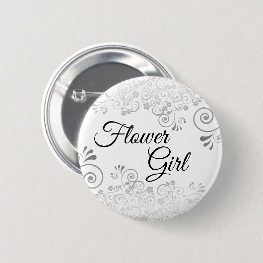 Wedding Flower Girl Button Silver Gray Frills (Vorne & Hinten)