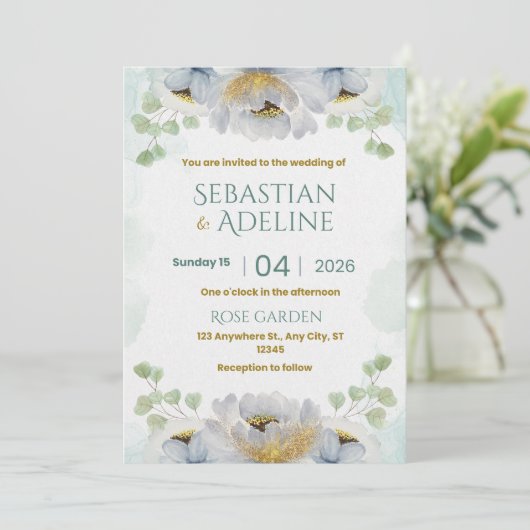 wedding flowers einladung (Stehend Vorderseite)