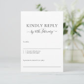 Wedding Formal Black Signature Kindly Reply RSVP Karte (Stehend Vorderseite)