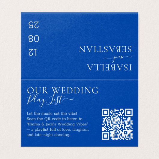 Wedding Formal Cobalt Blue QR Code Playlist (Außenseite Aufgefaltet)