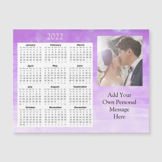 Wedding Foto 2022 Mini Kalender Magnetic Einladung (Vorderseite)