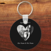 Wedding Foto Black Heart Keychain Schlüsselanhänger (Vorderseite)