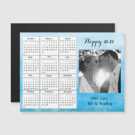 Wedding Foto Blue Gradient Mini 2021 Kalender Magneteinladung