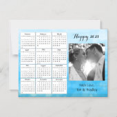 Wedding Foto Blue Gradient Mini 2021 Kalender Magneteinladung (Vorderseite)