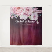 Wedding Foto Booth Backdrop Boho Floral Burgundy Wandteppich (Vorderseite)