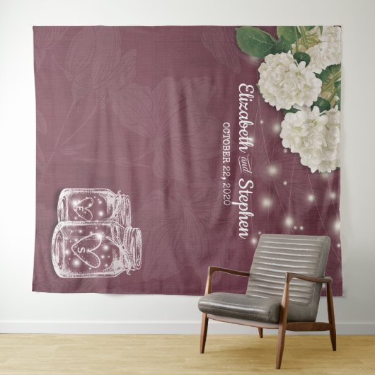 Wedding Foto Booth Backdrop Mason Jars Hydrangea Wandteppich (Beispiel (Horizontal))