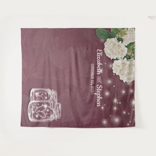 Wedding Foto Booth Backdrop Mason Jars Hydrangea Wandteppich (Vorderseite (Horizontal))