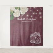 Wedding Foto Booth Backdrop Mason Jars Hydrangea Wandteppich (Vorderseite)