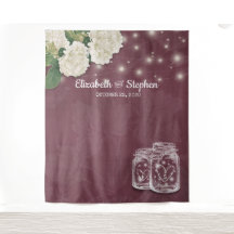 Wedding Foto Booth Backdrop Mason Jars Hydrangea