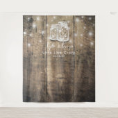 Wedding Foto Booth Backdrop Wood Mason Jar Lights Wandteppich (Vorderseite)