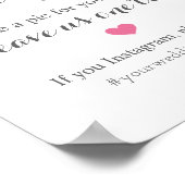 Wedding Foto Booth Gray Pink Instagram Hashtag Poster (Ecke)