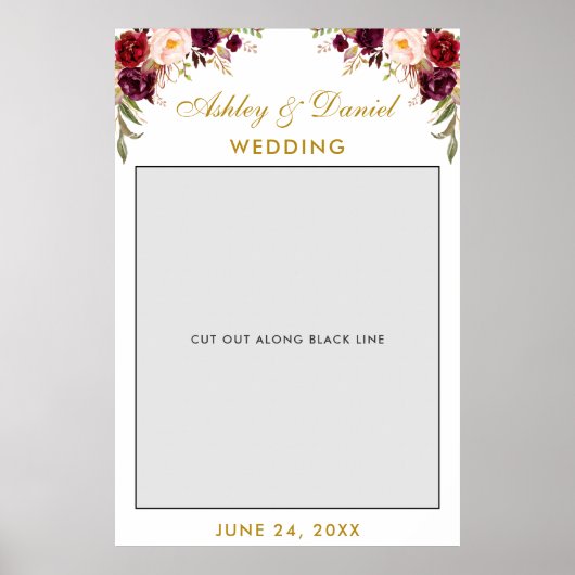 Wedding Foto Booth Prop | Burgund Gold Poster (Vorne)