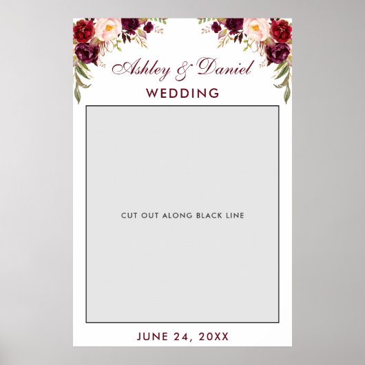 Wedding Foto Booth Prop Burgundy Poster (Vorne)