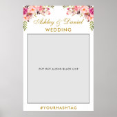 Wedding Foto Booth Prop | Gold Pink, floral Poster (Vorne)