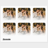 Wedding Foto Calligraphy Script Foto Danke, C Quadratischer Aufkleber (Blatt)