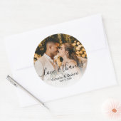 Wedding Foto Calligraphy Script Foto Vielen Dank Runder Aufkleber (Umschlag)