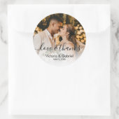Wedding Foto Calligraphy Script Foto Vielen Dank Runder Aufkleber (Tasche)