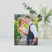 Wedding Foto Calligraphy Script Vielen Dank Postkarte (Stehend Vorderseite)
