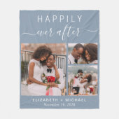 Wedding Foto Collage Dusty Blue Fleecedecke (Vorderseite)