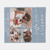 Wedding Foto Collage Dusty Blue Fleecedecke (Vorderseite (Horizontal))