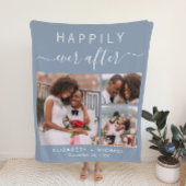 Wedding Foto Collage Dusty Blue Fleecedecke