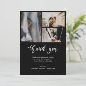 Wedding Foto Collage Elegant Black Danke (Stehend Vorderseite)