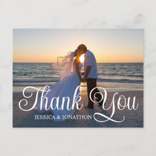 Wedding Foto Curly Calligraphy Vielen Dank Postkarte
