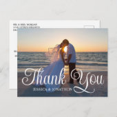 Wedding Foto Curly Calligraphy Vielen Dank Postkarte (Vorne/Hinten)