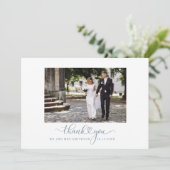 Wedding Foto Dusty Blue Dankeschön Card Dankeskarte (Stehend Vorderseite)