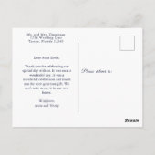 Wedding Foto Elegant Vielen Dank Navy Blue Postkarte (Rückseite)