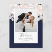 Wedding Foto Elegant Vielen Dank Navy Blue Postkarte (Vorderseite)