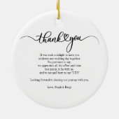Wedding Foto Elegante Script Vielen Dank Keramik Ornament (Hinten)