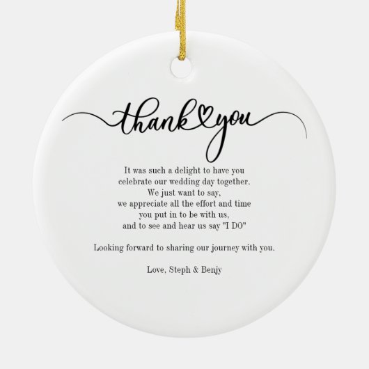 Wedding Foto Elegante Script Vielen Dank Keramik Ornament (Hinten)