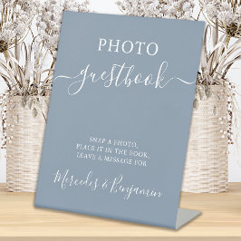 Wedding Foto Guest Moderne Kalligrafie Dusty Blue Sockelschild